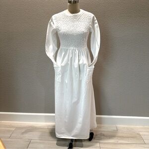 White smocking dress